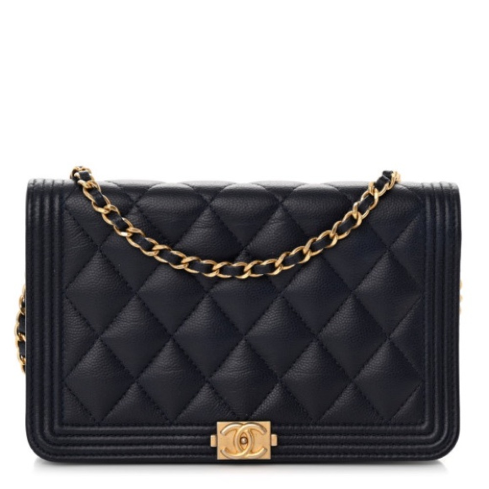 CHANEL Blue and Gold Quilted Crossbody Bag - Picture 1 of 9